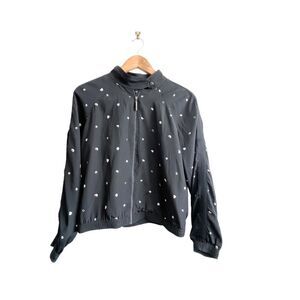 Kensie Light Satin Bomber Jacket Black Lined Stand-Up Collar Zipper Women's M